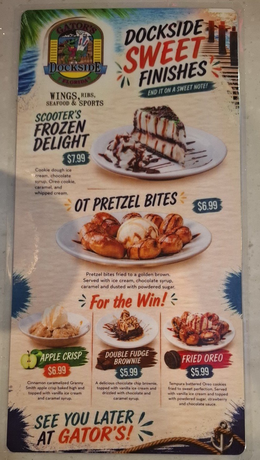 Food menu with shareable starters.